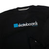 A black BLUETILE OG 2001 LOGO CREWNECK sweatshirt with the word Bluetile Skateboards on it.