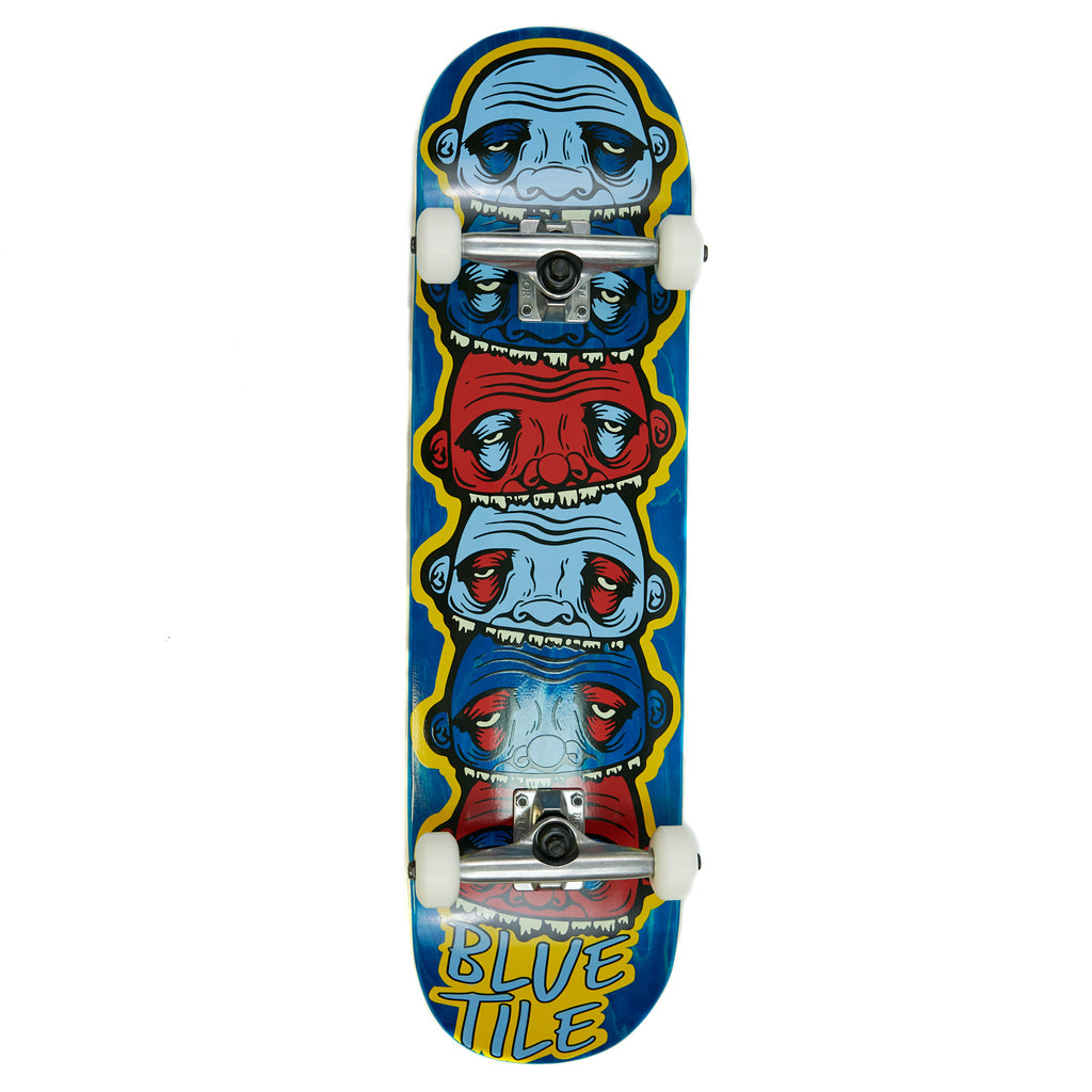 A Bluetile Skateboards BLUETILE YUPYUK 8.25 COMPLETE (VARIOUS STAINS) with various stains on it.