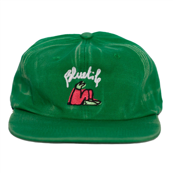 A BLUETILE X LUCAS BEAUFORT HAT FADED GREEN with the word 'bluff' embroidered on it.