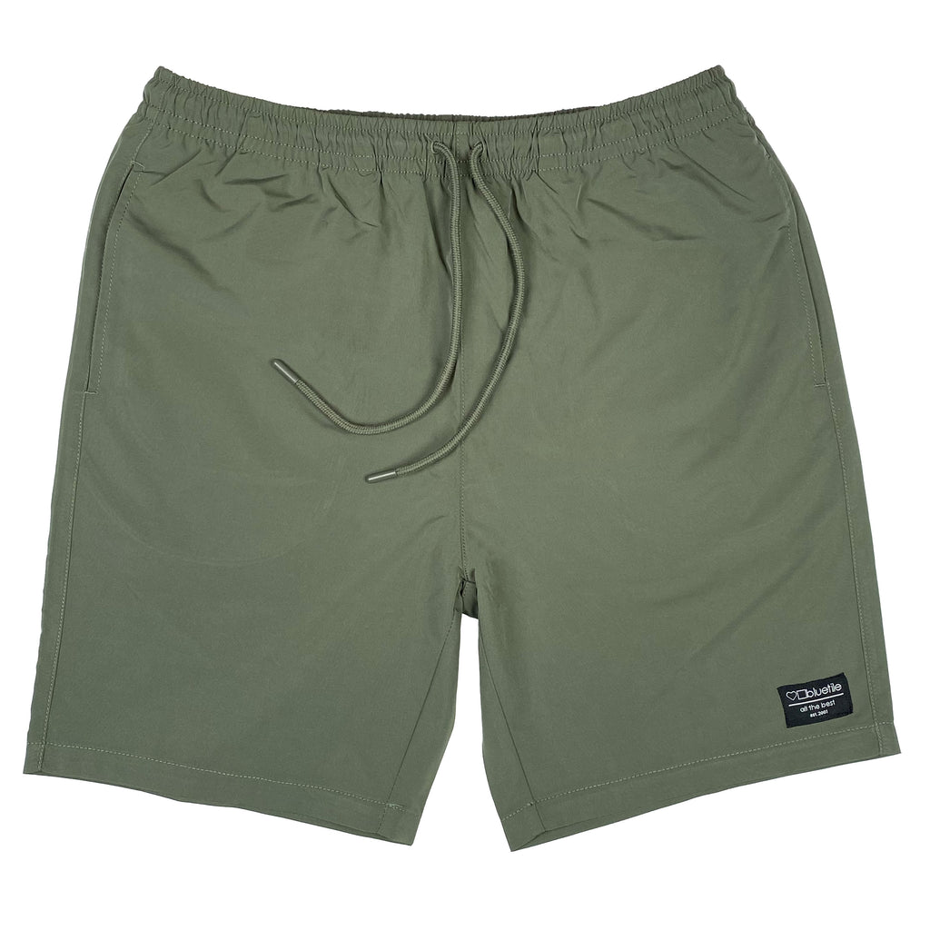 The men's olive green shorts are perfect for a workout or as part of the Bluetile Surplus Cypress collection.