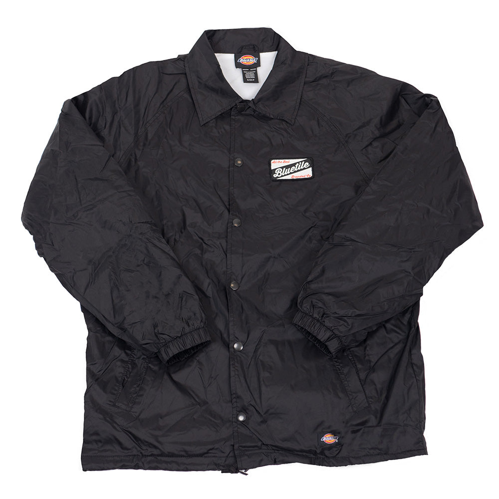 Bluetile Skateboards coaches jacket - black with a BLUETILE CRAFT PATCH on the sleeve.