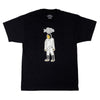 A Bluetile Skateboards BLUETILE FAVORITE SKATER TEE BLACK with a cartoon character on it.