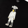 A Bluetile Skateboards BLUETILE FAVORITE SKATER TEE BLACK with an image of a man in a space suit.