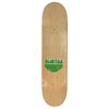A skateboard from the Bluetile Folklore Series The Lizard Man with a green logo on it.