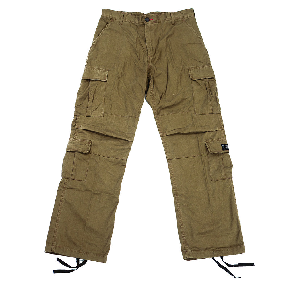 A pair of Bluetile Skateboards BLUETILE FORAGER CARGO PANT RUSSET BROWN with utility pockets.