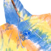 An eye-catching BLUETILE PEACE OUT TIE DYE HOODIE BLUE featuring the word bluelife in bold lettering by Bluetile Skateboards.