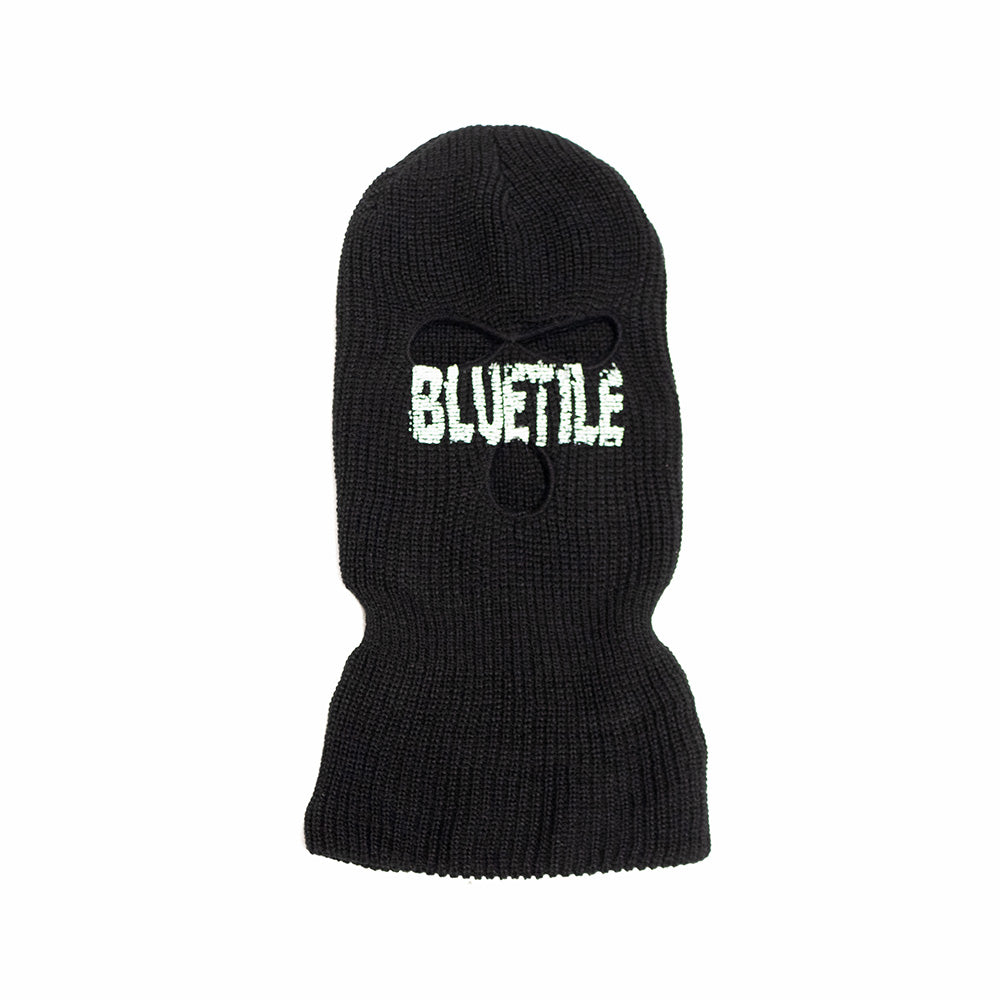 A BLUETILE SKI MASK BLACK with the word 'Bluetile Skateboards' on it.