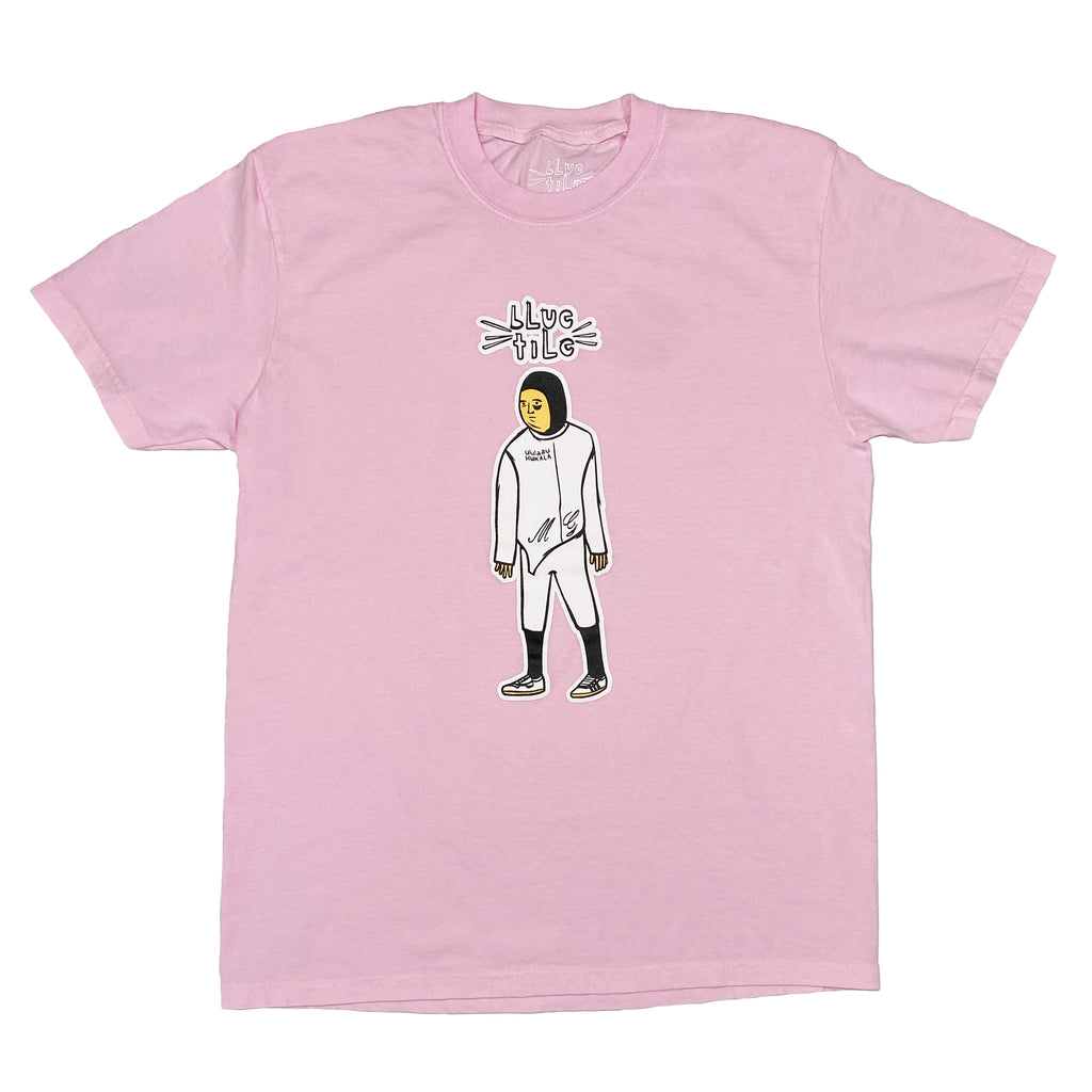 A BLUETILE FAVORITE SKATER TEE PINK with a cartoon character on it, perfect as a Bluetile Skateboards skater tee.