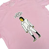 A BLUETILE FAVORITE SKATER TEE PINK t-shirt with a cartoon character on it by Bluetile Skateboards.