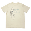 A BLUETILE BLUE TOMORROW SHIRT PARCHMENT by Bluetile Skateboards with a drawing of a woman holding a hand in blue.