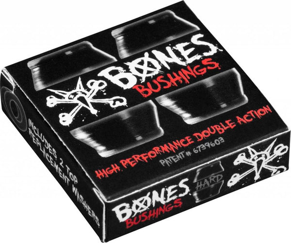A box of BONES HARDCORE BUSHINGS HARD BLACK/BLACK on a white background.