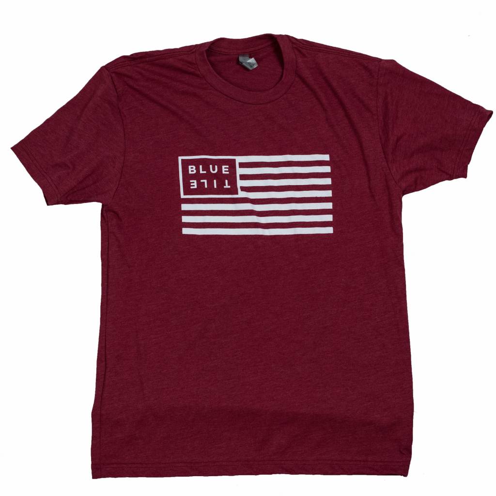 A UNITED STATES OF BLUETILE - RED / WHITE t-shirt with an American flag on it. (Brand Name: Bluetile Skateboards)