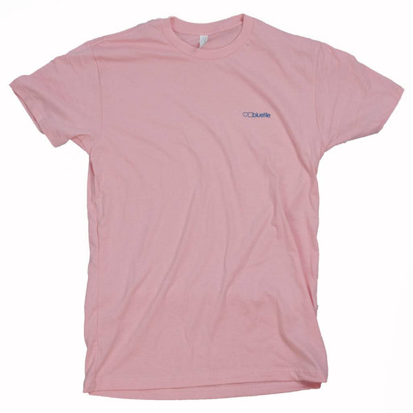 A BLUETILE NO POCKET T-SHIRT PINK / BLUE with an invisible pocket. (Brand: Bluetile Skateboards)