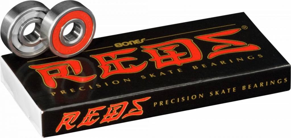 A pack of Bones Reds bearings on top of a black box.