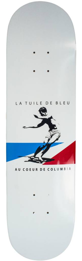 Get a free BLUETILE KRAFTWERK LA TUILE DE BLEU griptape when you apply for a Bluetile Skateboards skateboard with the words la tulle de bleu on it.