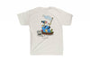 A BLUETILE X DGK TOGETHER WE ROLL white t - shirt with a cartoon character on it.