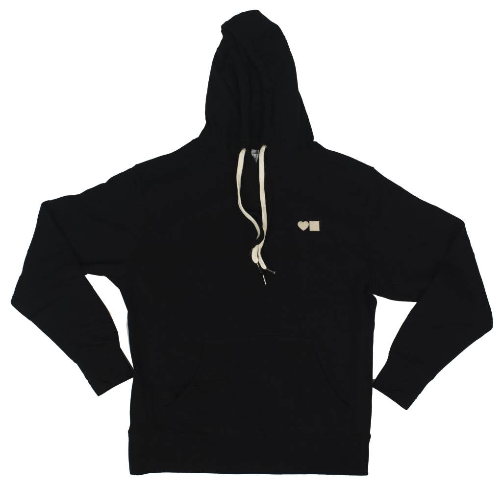 A BLUETILE LOVE BLUETILE PREMIUM HOODIE BLACK with a white logo on it. (Brand: Bluetile Skateboards)