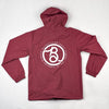 A Bluetile Skateboards BLUETILE SUPPLY CO HOODED COACHES JACKET (BURGUNDY) with a white logo on it.