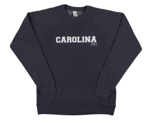 A Bluetile Skateboards sweatshirt with the word Carolina on it.