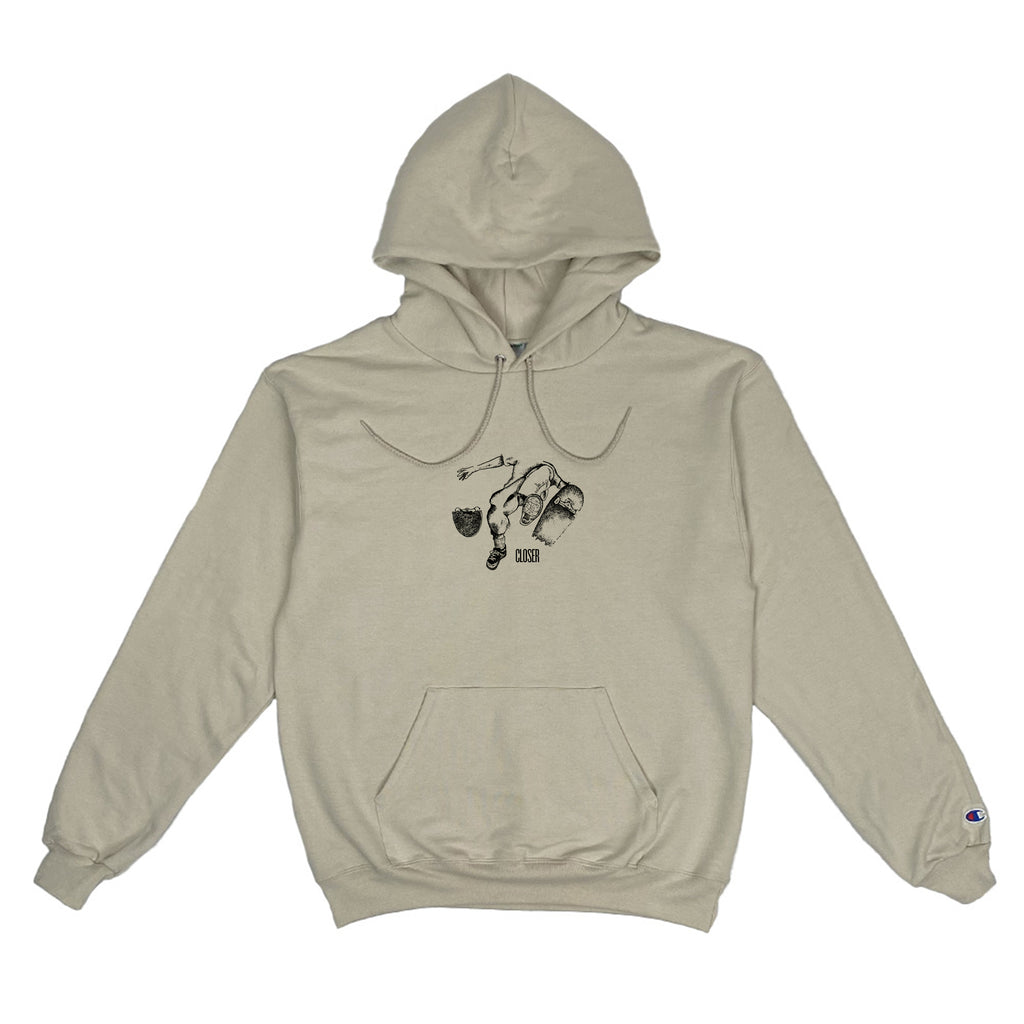 A Closer X Mike Gigliotti Focus Hoodie Sand with a picture of a horse on it.