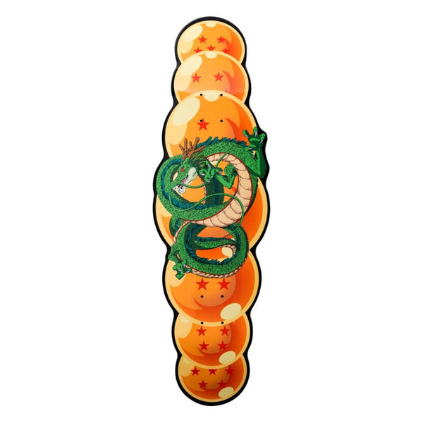 The PRE-ORDER!! PRIMITIVE X DRAGONBALL Z SHENRON TEAM CRUSIER DECK features a green dragon wrapped around seven orange star balls. Perfect for fans—check our pre-order policy from PRIMITIVE to ensure smooth shipping.