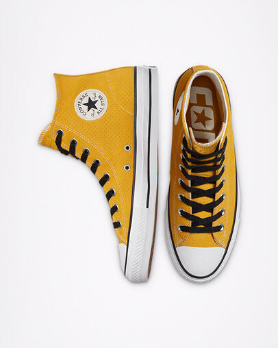 CONVERSE CONS CHUCK TAYLOR ALL STAR PRO HI GOLD DART / WHITE / BLACK, the elevated version of the iconic Chuck Taylor All Star hi.