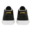 A pair of black and gold CONVERSE LOUIE LOPEZ PRO MID BLACK/ WHITE sneakers with the word CONCS on them.