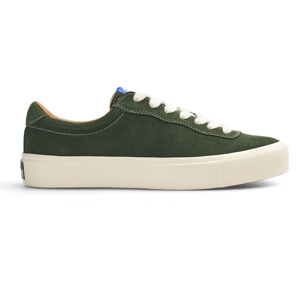 A green suede sneaker with white soles from the LAST RESORT AB VM001 SUEDE OLIVE/WHITE collection, by Last Resort AB.