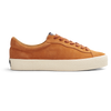 A Last Resort AB tan suede sneaker with a white sole.