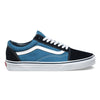 Vans iconic VANS OLD SKOOL NAVY / WHITE skate shoes in blue and white.
