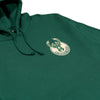 A green hoodie with the Bucks logo on the left chest.