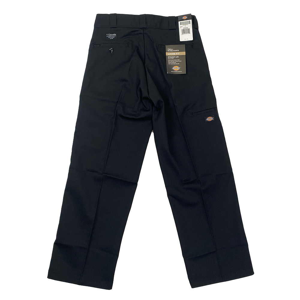 A pair of DICKIES BLUETILE DOUBLE KNEE WORK PANT BLACK on a white background.