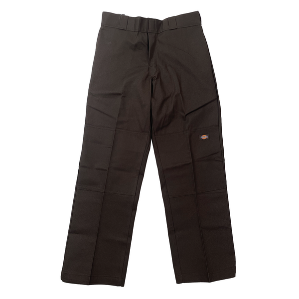 A DICKIES BLUETILE DOUBLE KNEE WORK PANT BROWN with a button on the side.