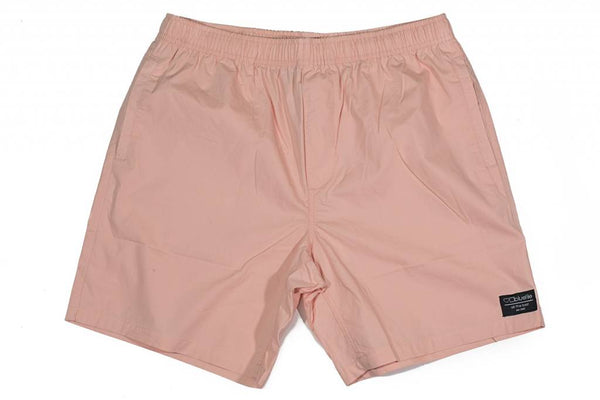 A pair of Bluetile Surplus Beach Short Pink on a white background. (Brand: Bluetile Skateboards)