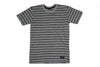 A functional and high-quality BLUETILE SURPLUS STRIPED TEE GREY / BLACK t-shirt on a white background, by Bluetile Skateboards.