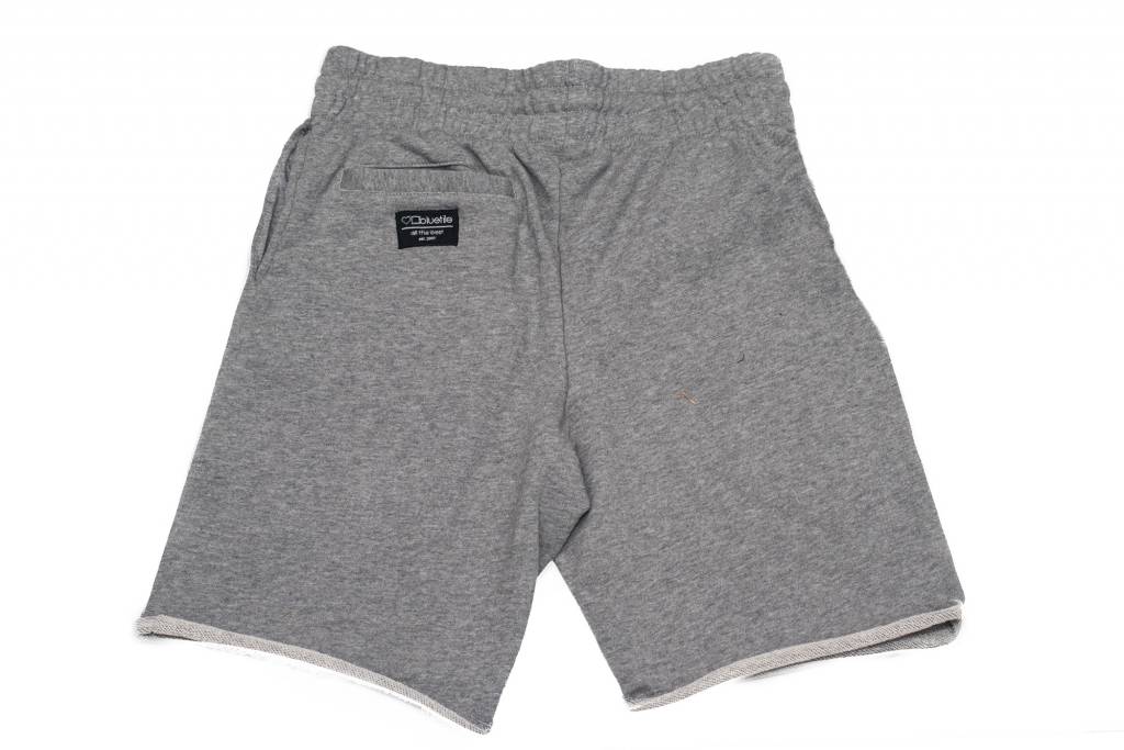 A pair of BLUETILE SURPLUS SWEAT SHORT GREY with a pocket on the side by Bluetile Skateboards.