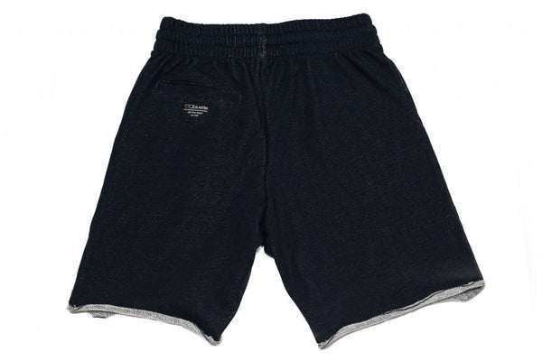 A pair of BLUETILE SURPLUS SWEAT SHORT NAVY from Bluetile Skateboards with grey trims.