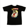 A Bluetile Street Racer T-shirt Black with an image of a Nintendo character riding a car by Bluetile Skateboards.