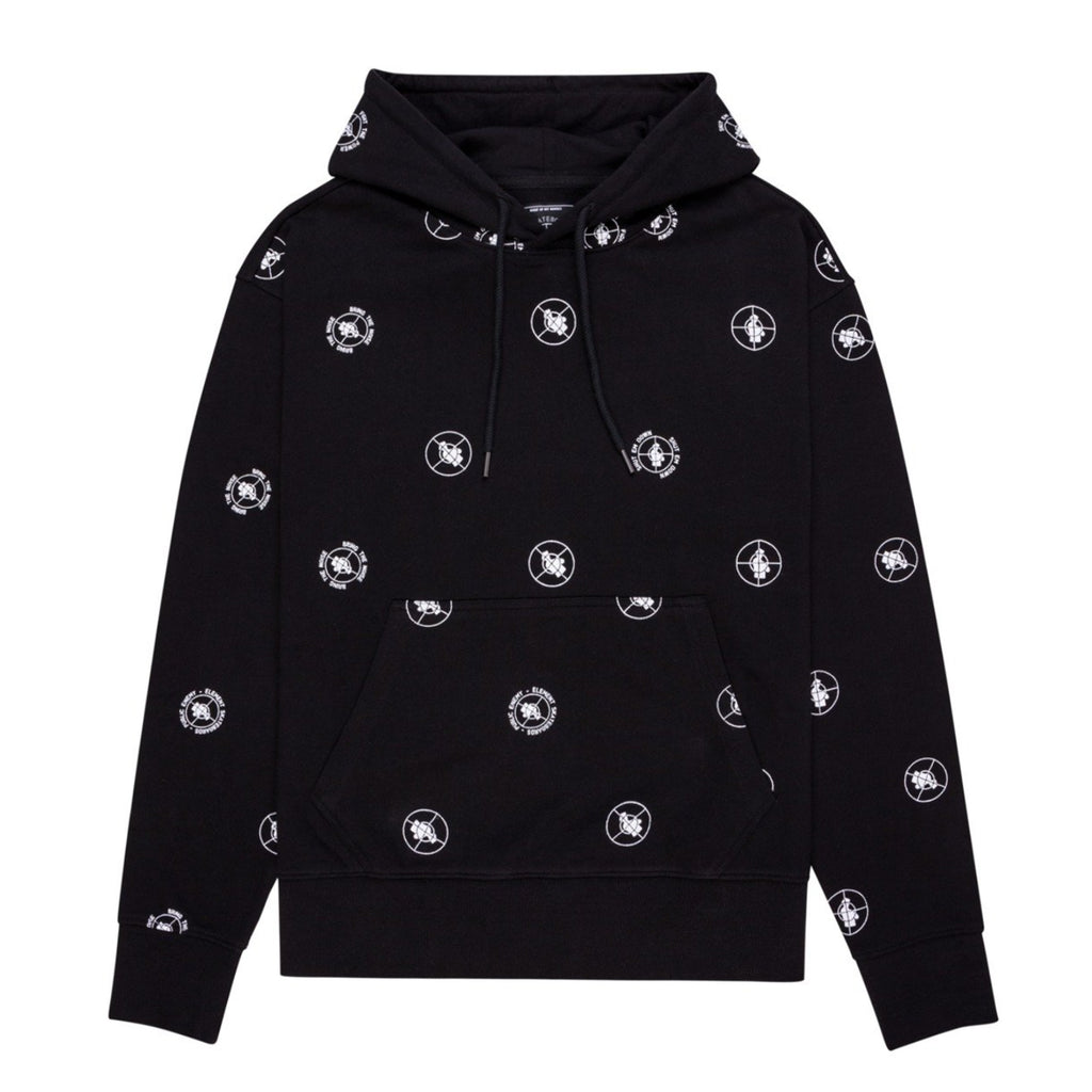 A black ELEMENT X PUBLIC ENEMY PEXE POLKA HOODIE with skulls on it.