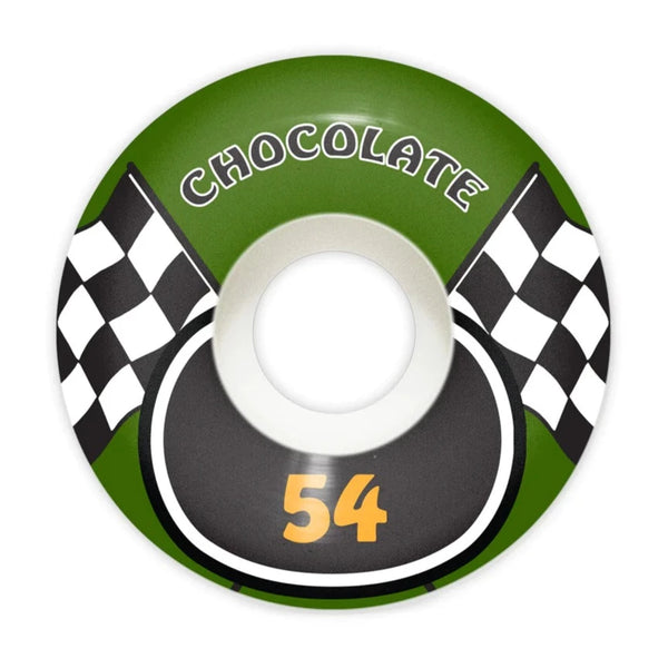 A CHOCOLATE ESSENTIAL CONICAL 54MM 99A checkered board with the word CHOCOLATE on it.
