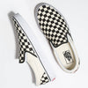 A pair of VANS CLASSIC SLIP-ON BLACK / WHITE CHECKERBOARD.