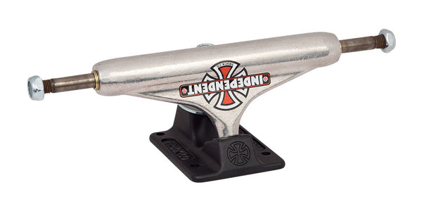 A INDEPENDENT STD 144 FORGED HOLLOW BLACK skateboard truck from Independent on a white background.
