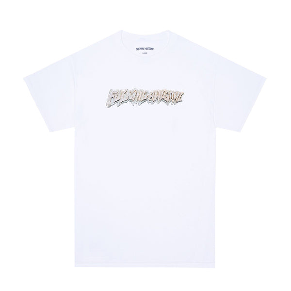White t-shirt with a FUCKING AWESOME 24K STAMP logo print on the chest.