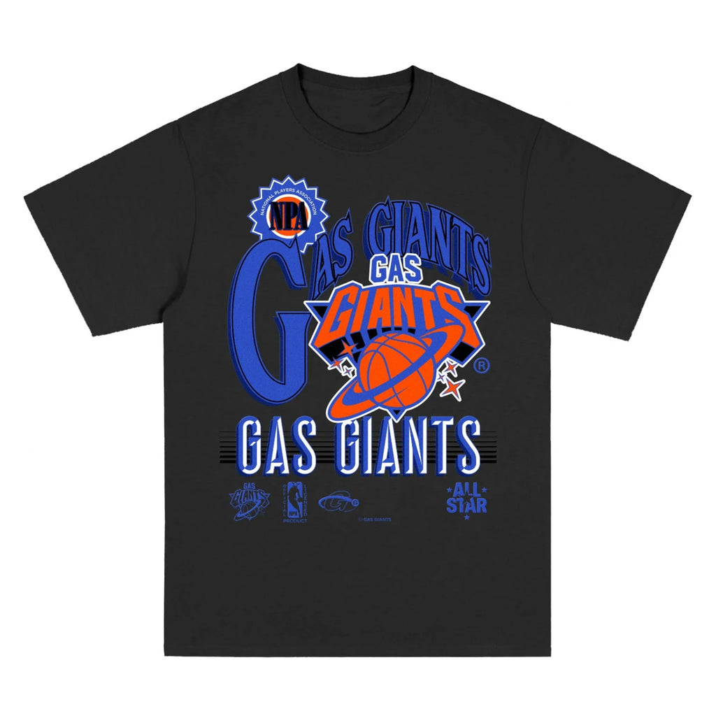 A Gas Giants basketball tee black with the Giants logo on it.