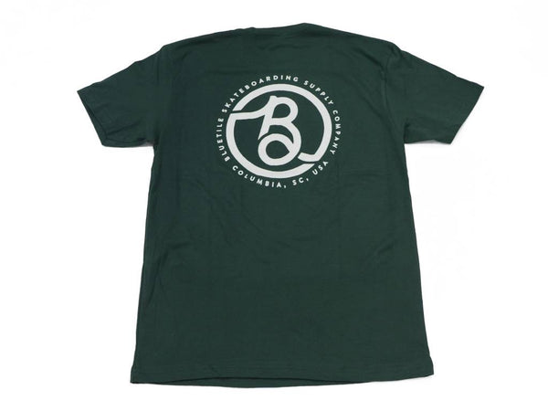 A BLUETILE SUPPLY CO T-SHIRT FORREST / WHITE with the letter b on it.