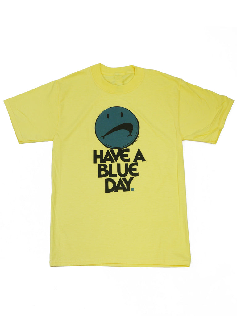 A BLUETILE HAVE A BLUE DAY T-SHIRT YELLOW with the brand Bluetile Skateboards.