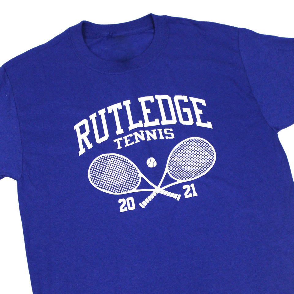Bluetile Skateboards Rutledge tennis t-shirt with Bluetile design.