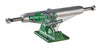 Two INDEPENDENT JOSLIN 144 FORGED HOLLOW GREEN skateboard trucks on a white background.