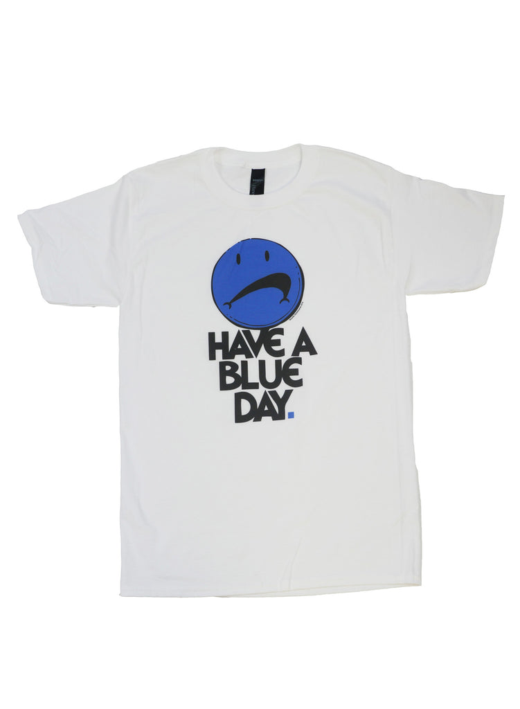 Have a Bluetile Skateboards Blue Day T-Shirt in white.