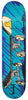 Introducing the KROOKED SEBO WALKER META 8.43, a skateboard deck from KROOKED featuring an artistic design with a fried egg on a spoon against a blue background and abstract lines.